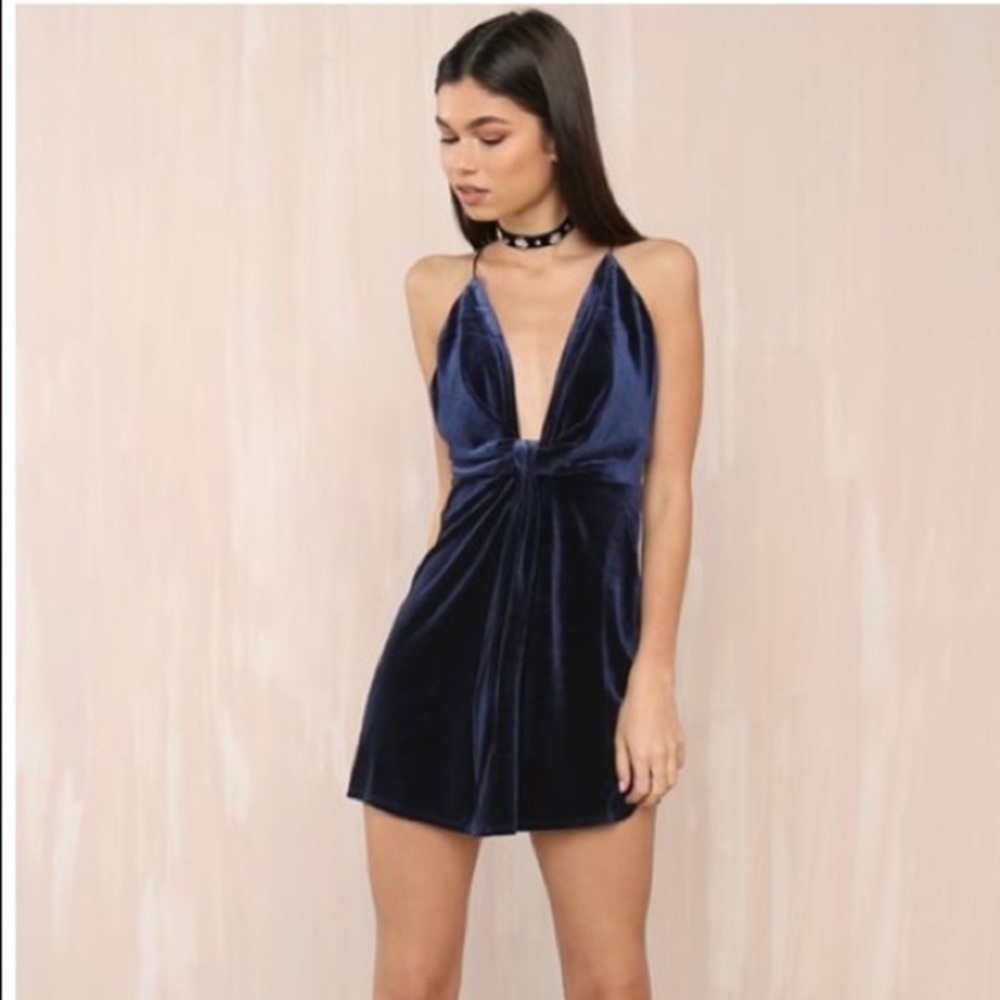 COPY - Velvet low cut mini dress by cotton candy la.